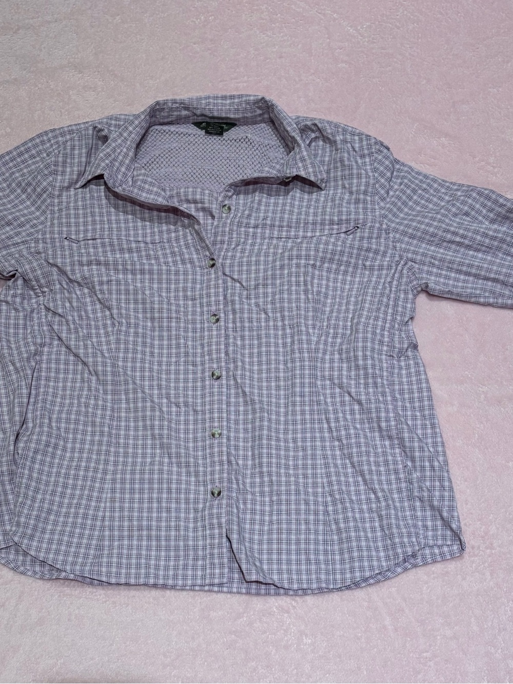 Women’s Light Purple Plaid Button-Up Shirt